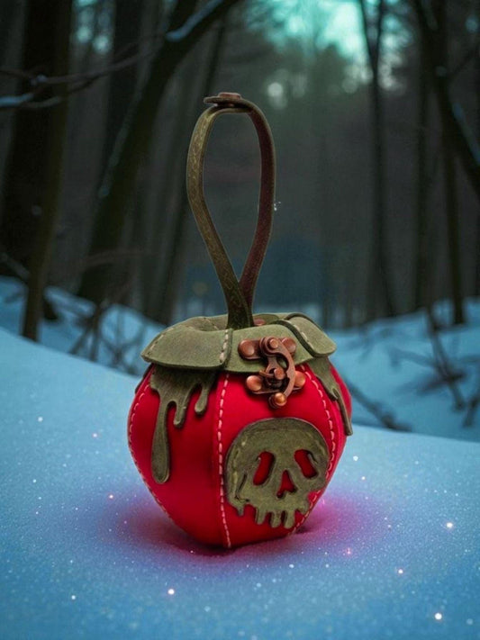 Poison Apple Leather Bag – Handmade Dice bag, Cottagecore Apple, cosplay accessory