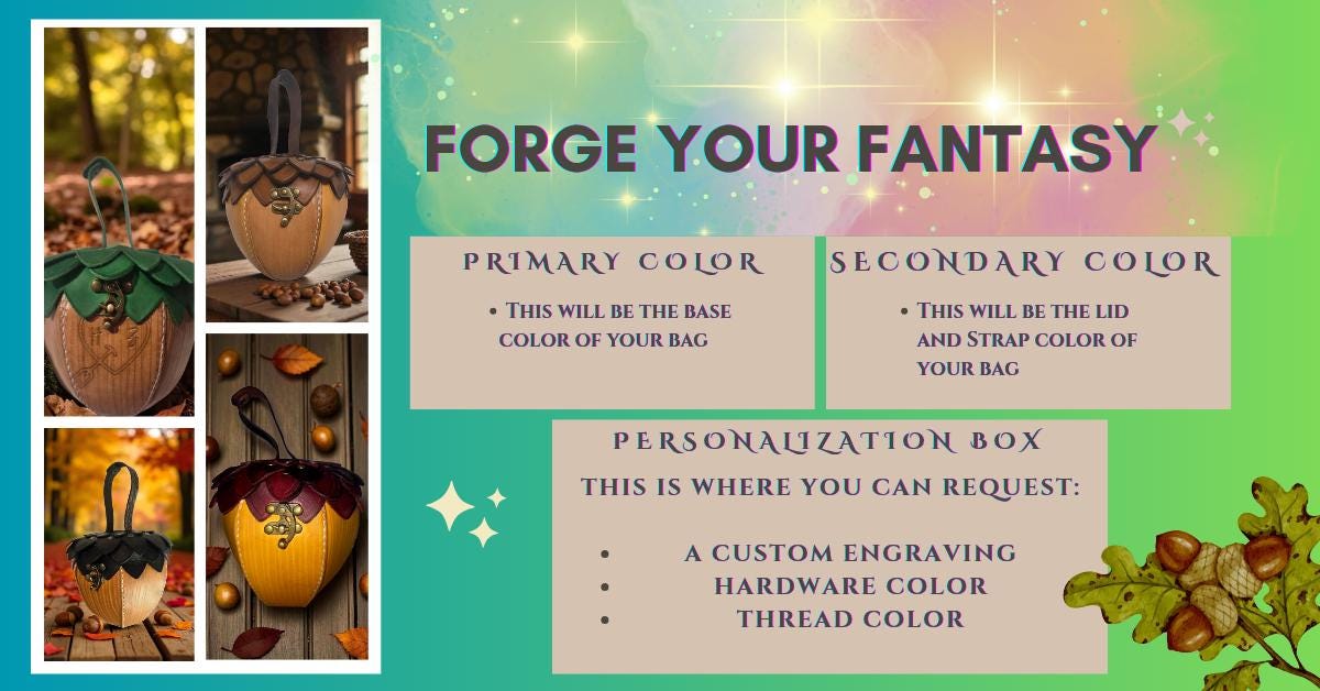 Handmade Leather Acorn Bag – Fantasycore RenFaire Satchel