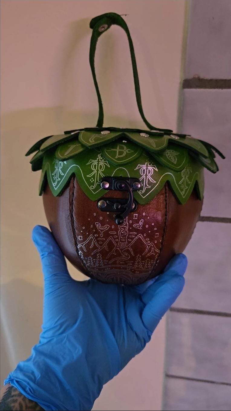 Handmade Leather Acorn Bag Special Edition, Lord Of The Rings inspired For LARP & Ren faire