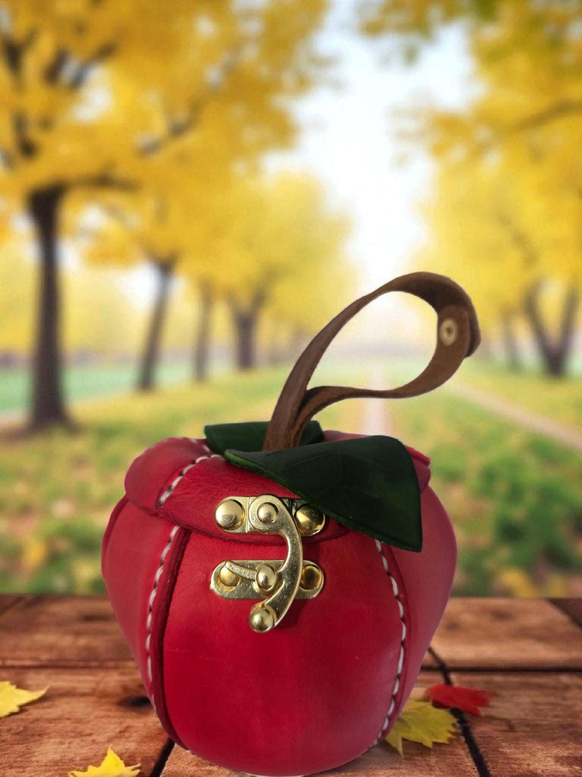 Leather Apple Bag: Handmade Pouch.